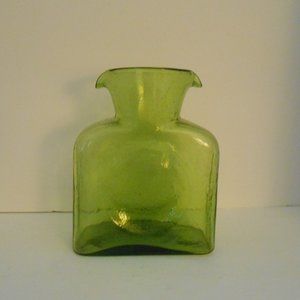Early Vintage Blenko Seeded Glass Chartreuse Water Decanter Double Spout MCM